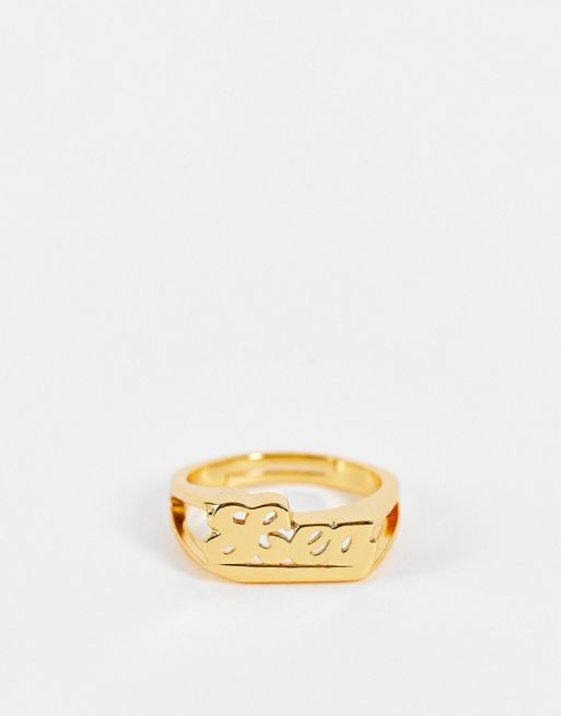 Image Gang adjustable Leo horoscope ring in gold plate