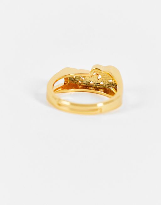 Image Gang adjustable Leo horoscope ring in gold plate