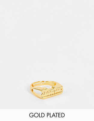 Image Gang adjustable Taurus starsign ring in gold plate