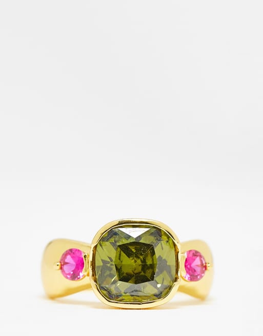 Image Gang - Bague en plaqué or 18 carats avec pierres couleur tourmaline et rubis - Olive , 3 de 4