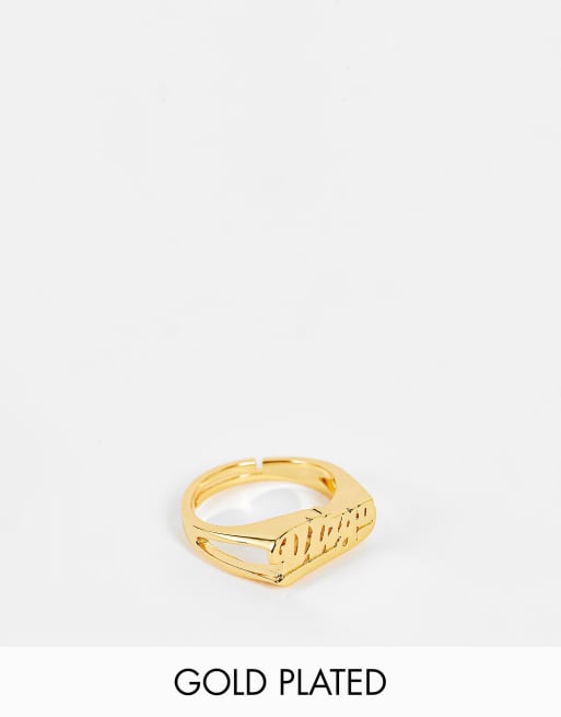 Image Gang - Bague réglable avec motif zodiaque « Virgo » en plaqué or