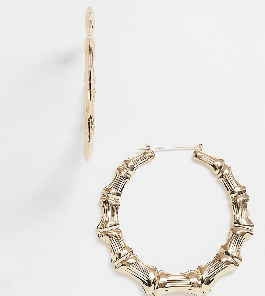 Image Gang chunky bamboo hoop earrings in gold plate