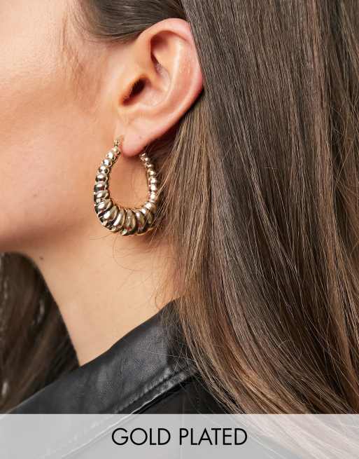 Image Gang Cleo 90's chunky hoop earrings in gold filled ASOS