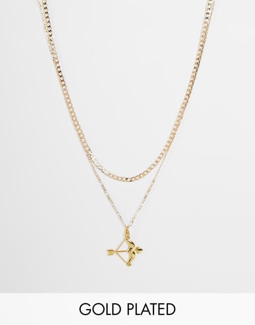Image Gang - Collana multifilo placcata oro 18 ct con arco di cupido