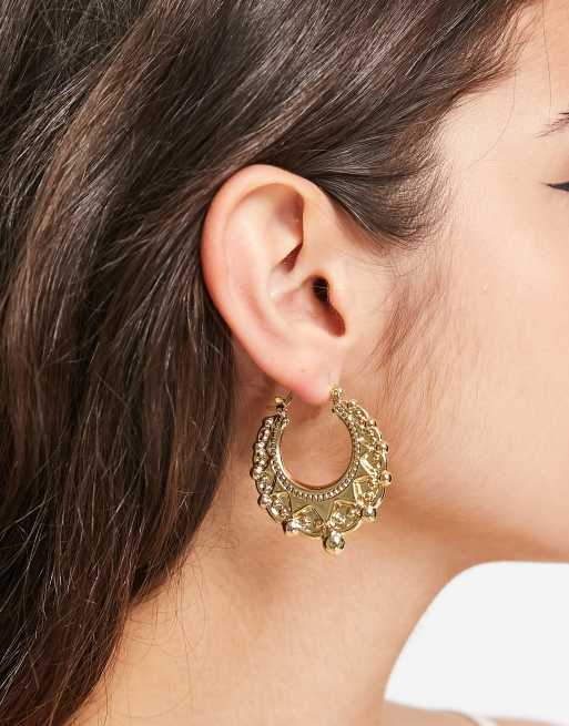 Image Gang creole hoop earrings in gold plate