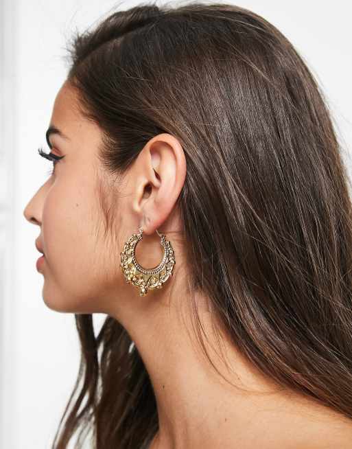 Image Gang creole hoop earrings in gold plate