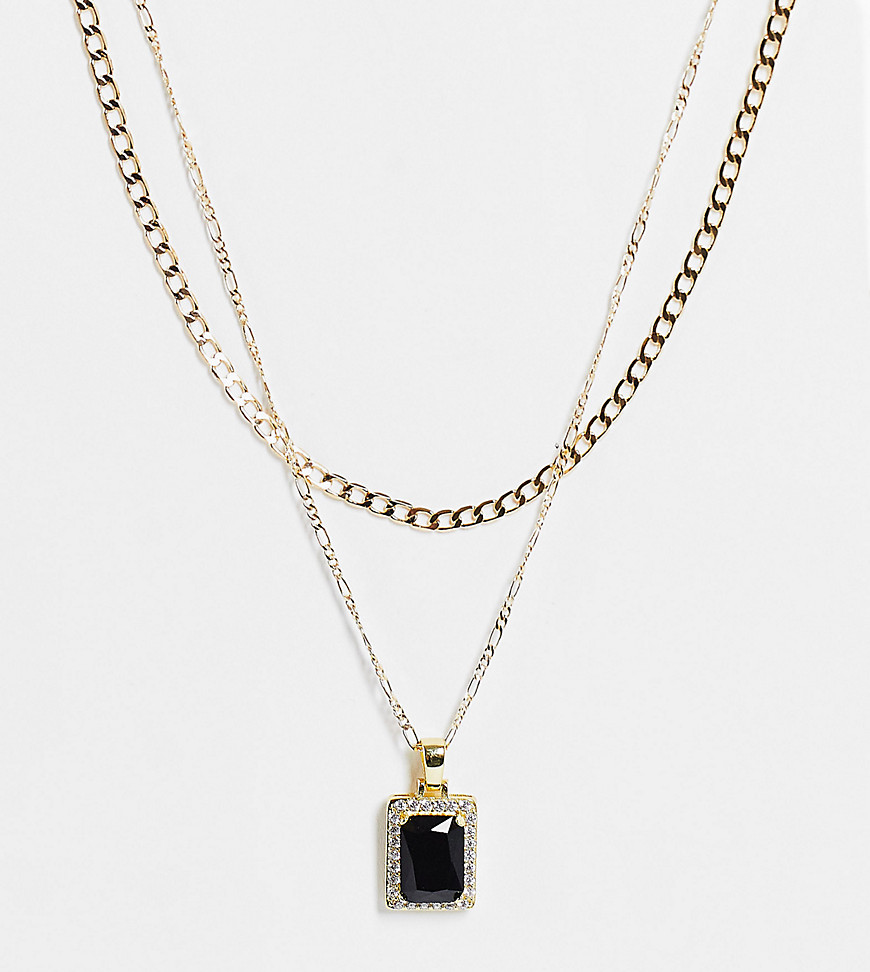 Image Gang crystal layering necklace set in gold plate