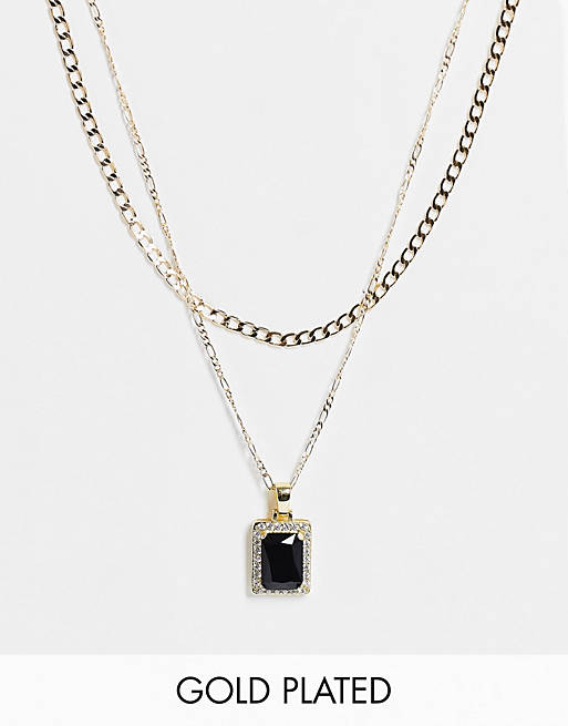 Image Gang crystal layering necklace set in gold plate