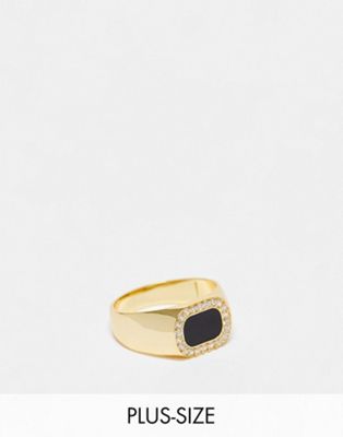 Image Gang Curve 18k gold plated zion ring with crystals