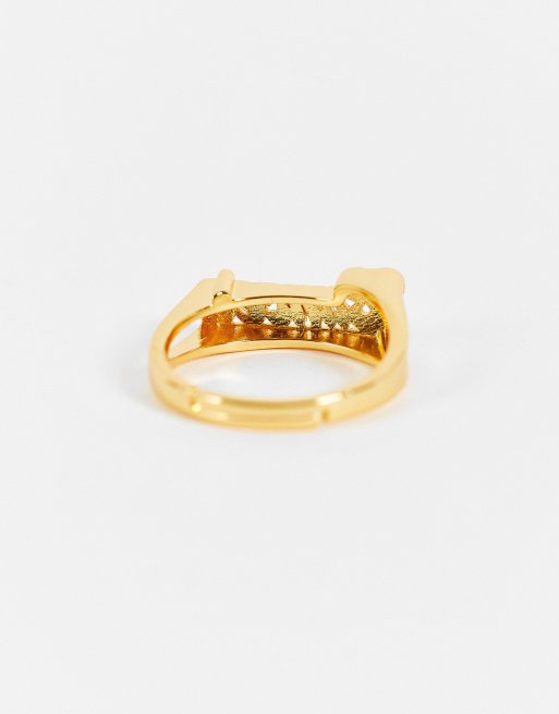 Image Gang Curve adjustable Cancer horoscope ring in gold plate