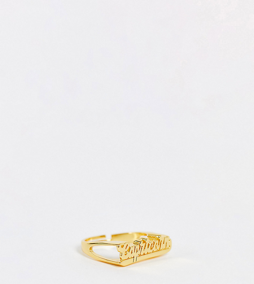 Image Gang Curve adjustable Capricorn star sign ring in gold plate