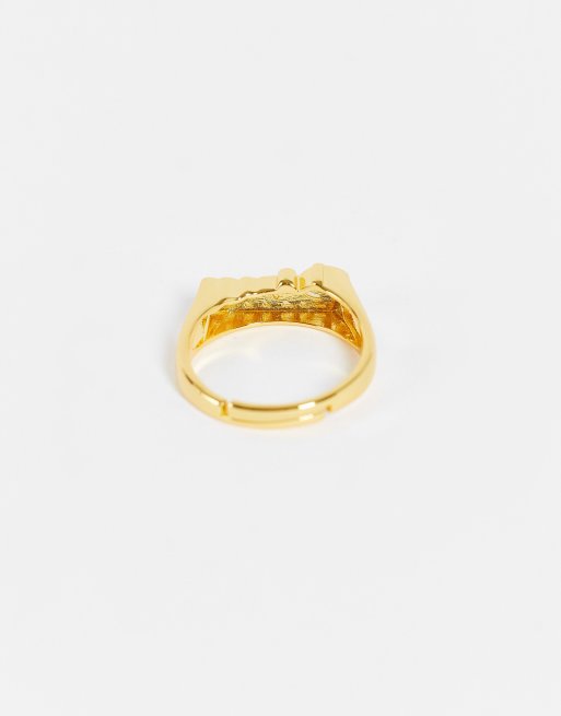 Image Gang Curve adjustable Pisces horoscope ring in gold plate