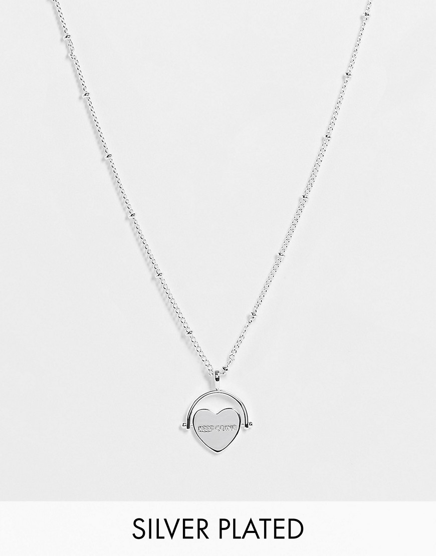 Image Gang Curve affirmation spinner necklace in silver plate