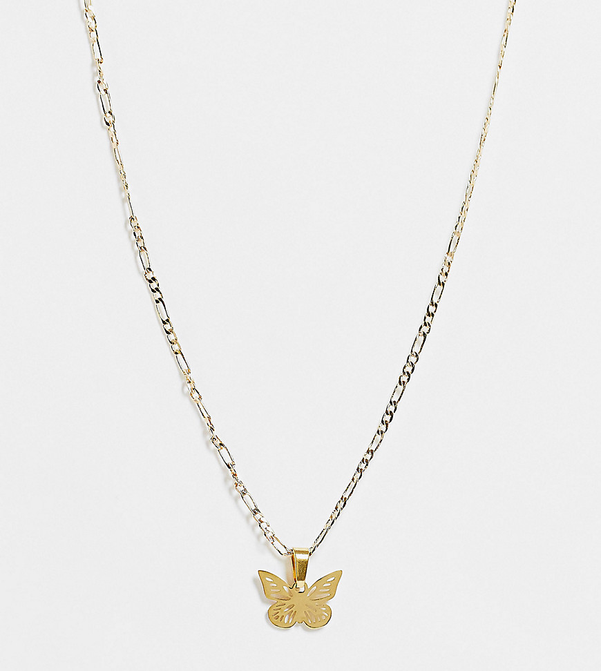 Image Gang Curve butterfly pendant necklace in 18K gold plate