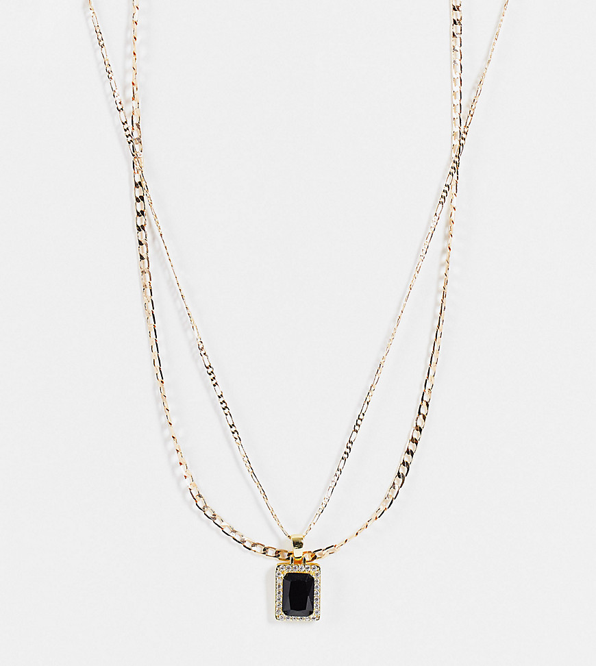 Image Gang Curve crystal layering necklace set in gold plate