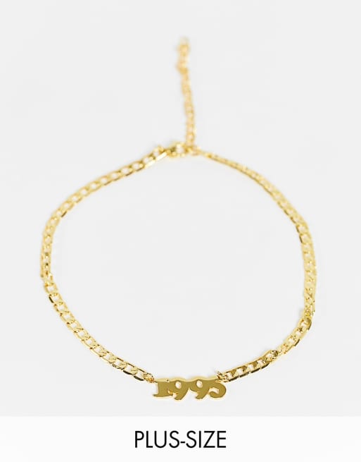 Image Gang Curve date anklet in gold plate 95