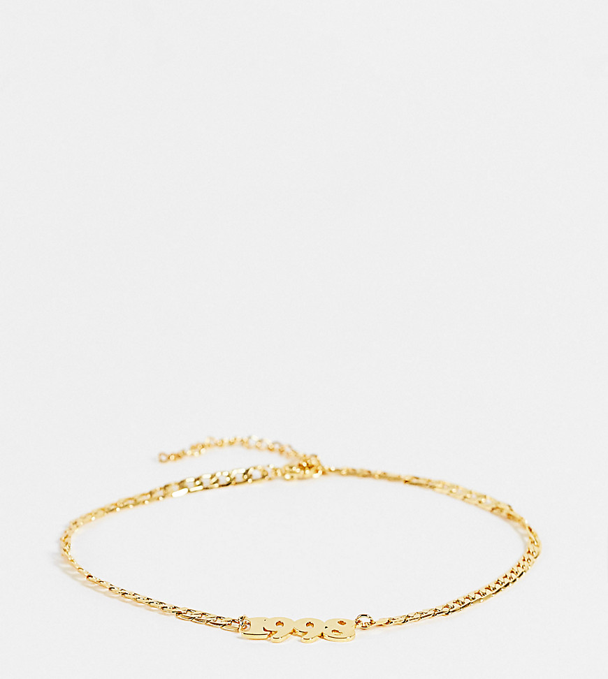 Image Gang Curve date anklet in gold plate 98