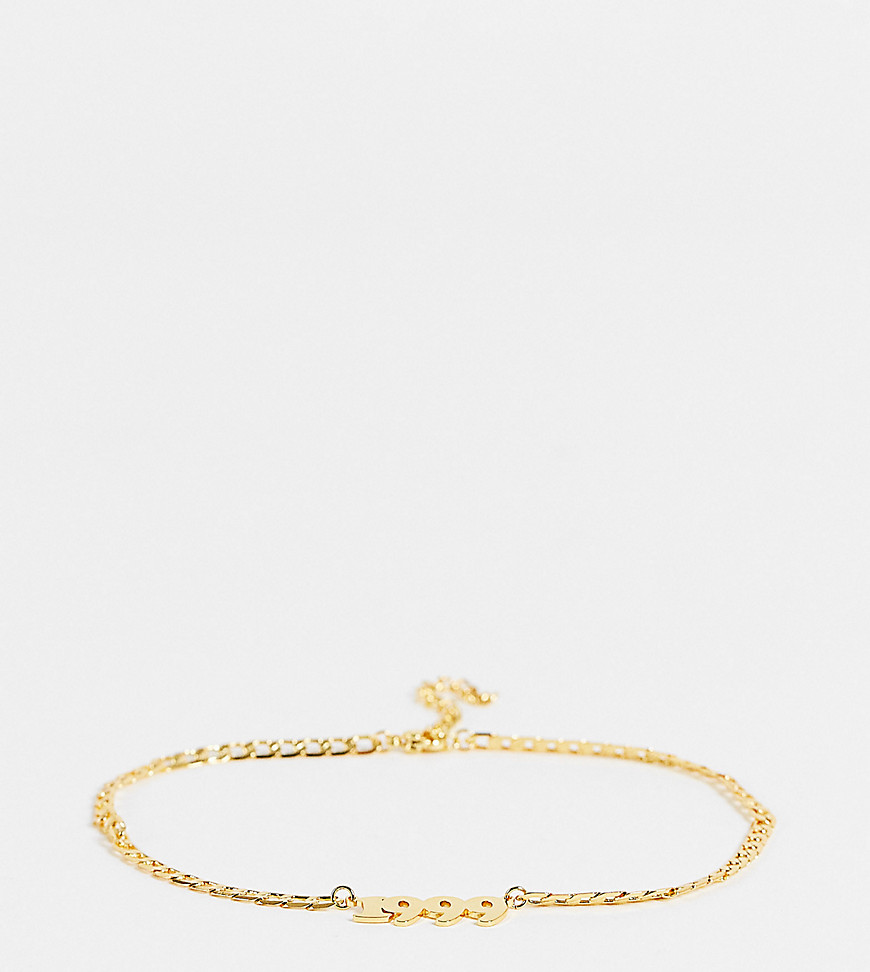 Image Gang Curve date anklet in gold plate 99