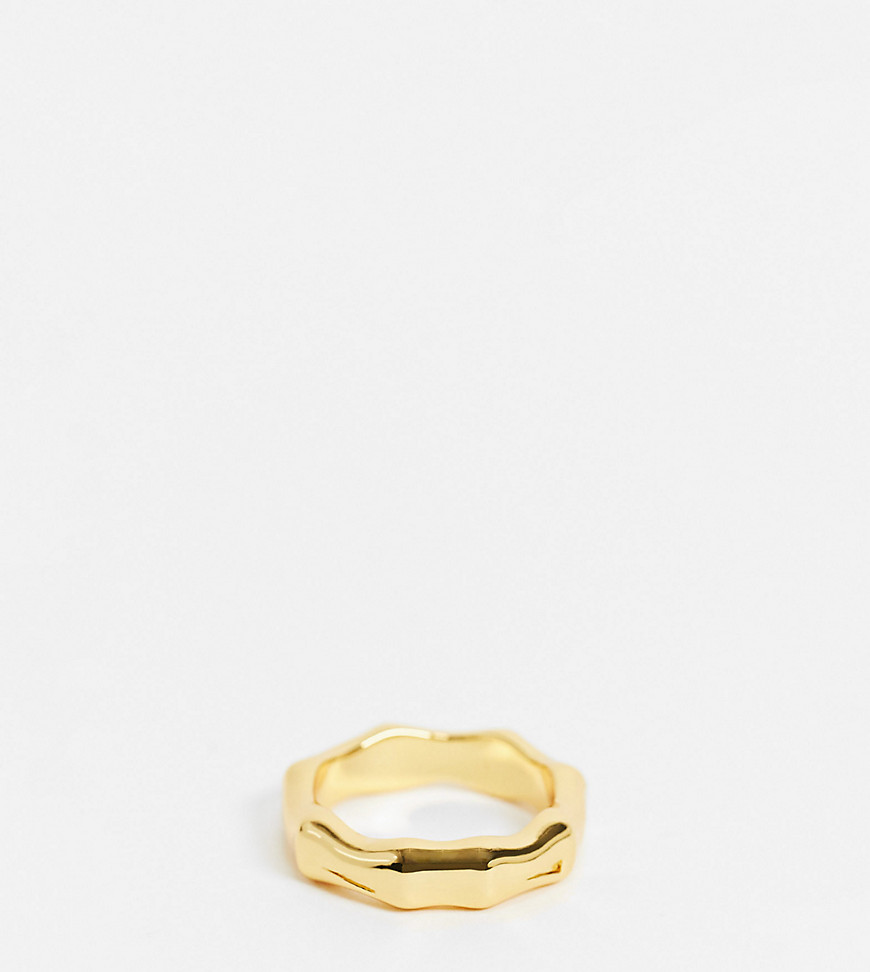 Image Gang Curve – Exclusive – Vergoldeter Ring mit Bambusdesign-Goldfarben