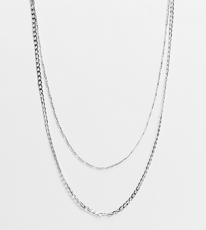 Image Gang Curve – Silverpläterat halsband med flera kedjor, endast hos ASOS
