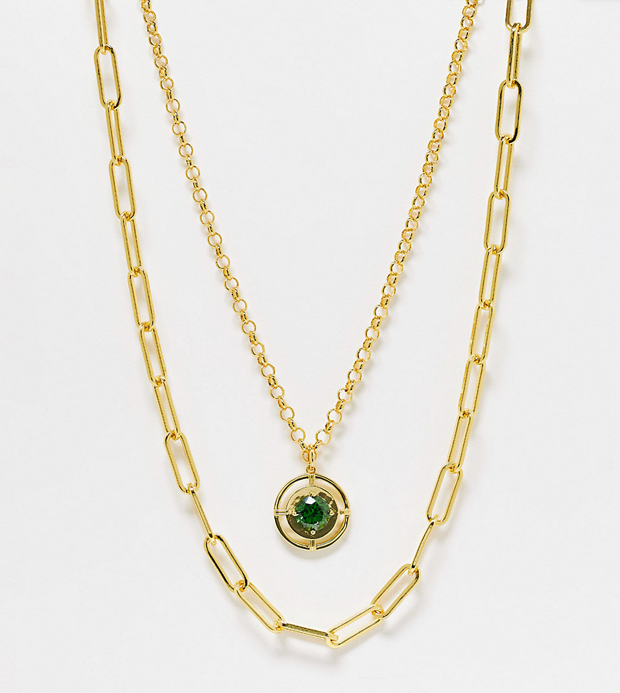 Image Gang emerald 18k gold plated compass layer chain