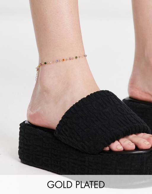 Image Gang Esmerelda 18kt gold plated anklet with multi-colored gems 
