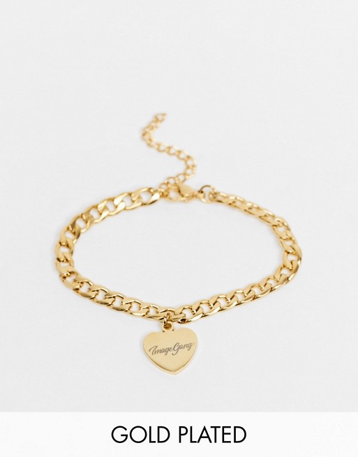 Image Gang Exclusive bracelet with branded heart charm in gold plate