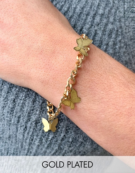 Image Gang Exclusive bracelet with butterfly charms in gold plate