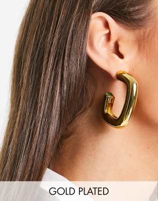 Image Gang gigi 18k gold plated hoops with emerald stone