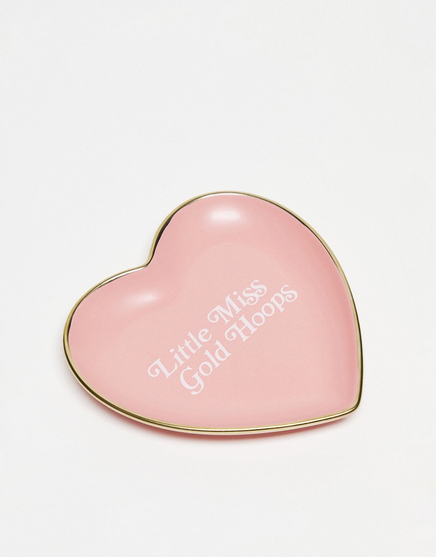 heart shape 'Little miss gold hoops' jewelry dish-Pink