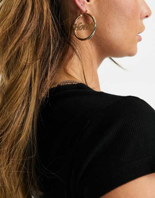 Image Gang hoop earrings with honey slogan in gold filled