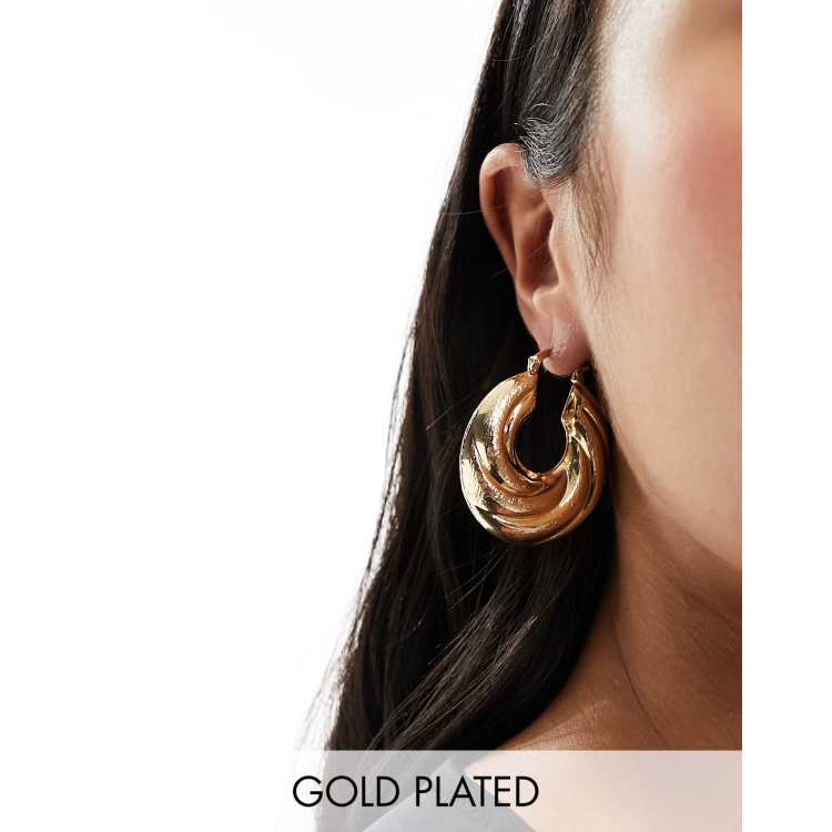 Brushed gold deals hoop earrings