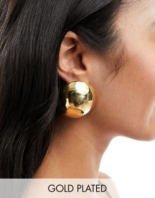 Image Gang maxi sphere stud earrings in gold plated - ASOS Price Checker