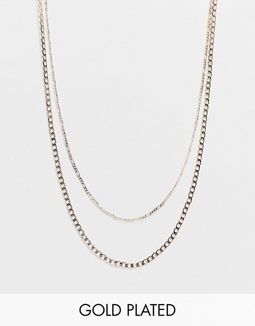 Image Gang necklace multirow layering set in gold plate