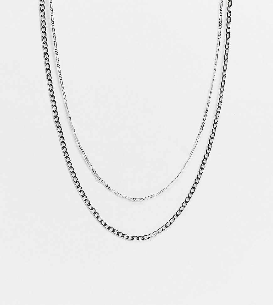 Image Gang necklace multirow layering set in silver plate