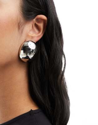 Image Gang - Orecchini a sfera oversize a bottone color argento