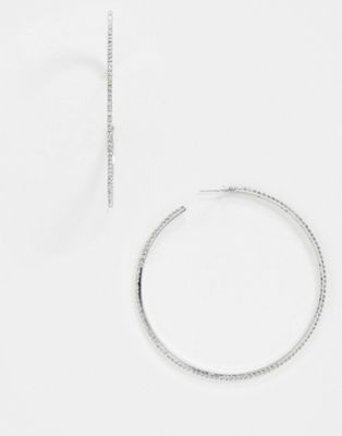 Image Gang - Oversized oorringen met kristallen in rhodium zilver