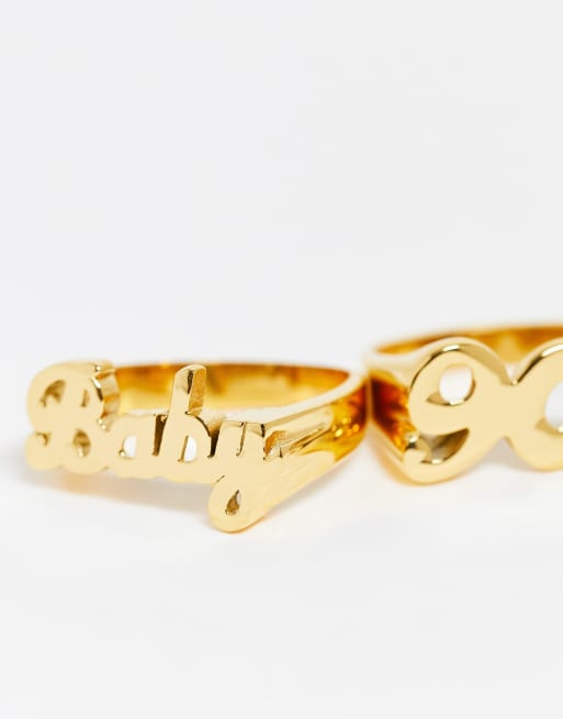 Image Gang - Pakke med 2 ringe med '90s'- og 'Baby'-slogan - Kun hos ASOS, 2 af 4