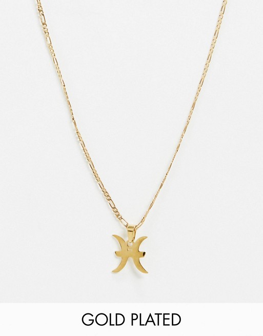 Image Gang Pisces star sign necklace in 18K gold plate