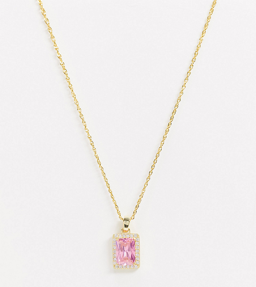 Image Gang pink crystal pendant necklace in 18k gold filled