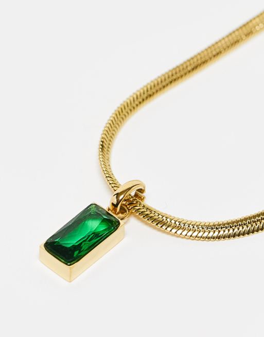 Image Gang snake 18k gold plated chain with green crystal