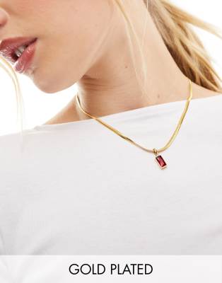Image Gang Snake Stainless Steel 18k Gold Plated Chain With Ruby Crystal - Exclusive To Asos