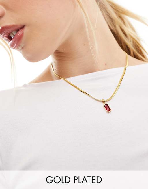 Image Gang snake stainless steel 18k gold plated chain with ruby