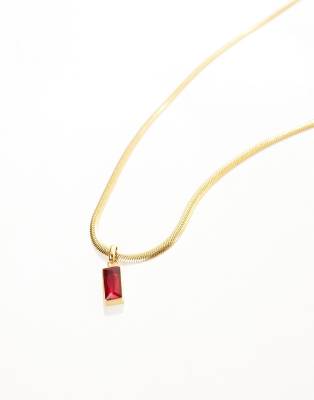 Image Gang Snake Stainless Steel 18k Gold Plated Chain With Ruby Crystal - Exclusive To Asos In Gold