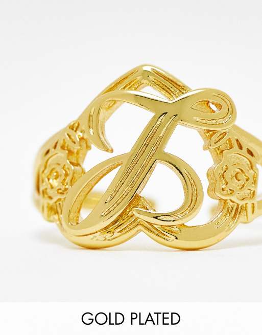 Open Leaf Outline Ring, 18k Gold Plated Stainless Steel Ring