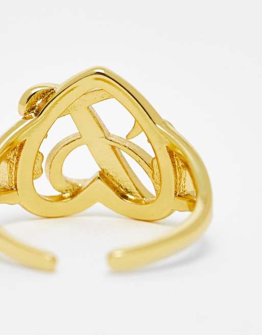 Open Leaf Outline Ring, 18k Gold Plated Stainless Steel Ring