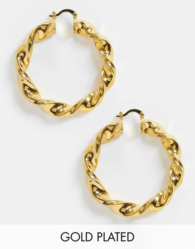 Image Gang twist hoop earrings in 18K gold