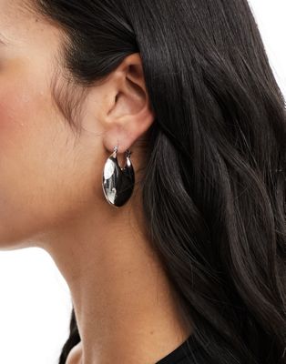 Image Gang zakaya chunky hoop earrings in silver - ASOS Price Checker