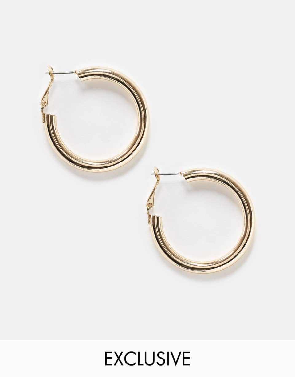 Gold tube hoop earrings