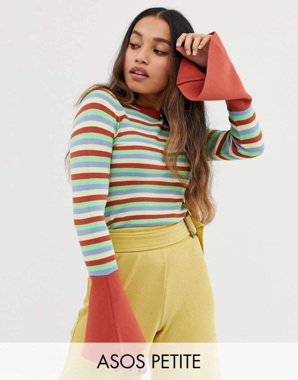 Petite striped crew jumper